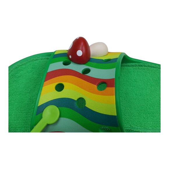 Classic Crocs Terrycloth Slides Men 14 Rainbow Wave Strap Mushroom Charm Clog - Picture 5 of 9